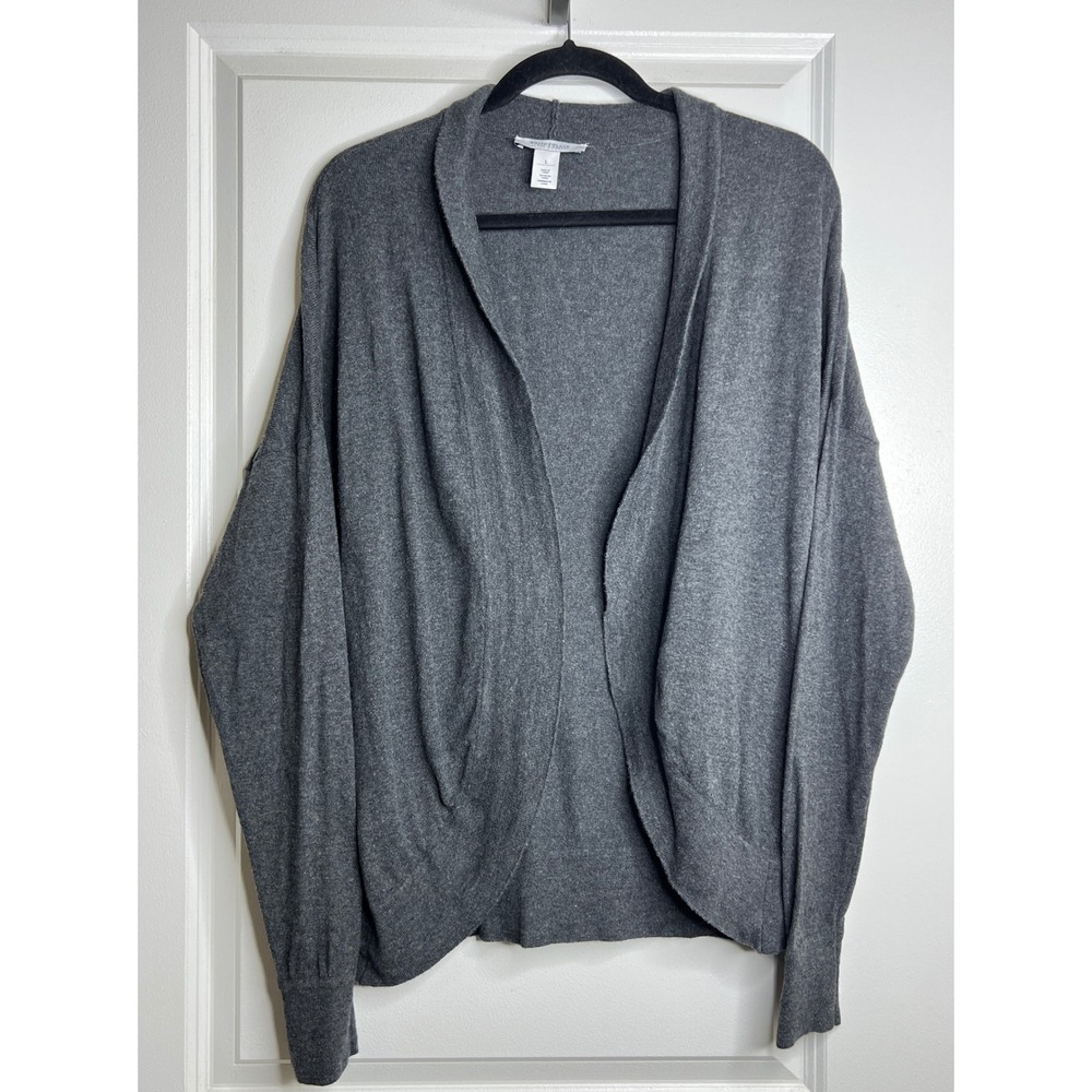 White House Black Market Gray Open Front Cocoon Cardigan Sweater Large